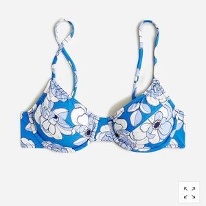 J. Crew Underwire Bikini Top in Blue Peony, 36 B
